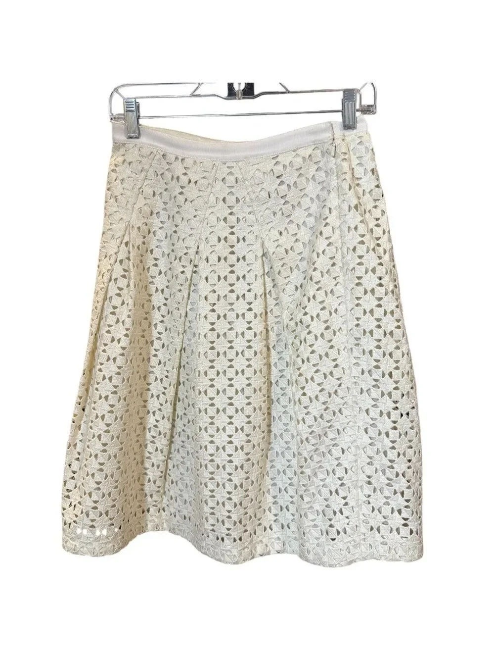 Tory Burch Cream Lace Like Mini Midi Skirt